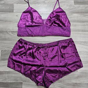 NWT Frederick's of Hollywood Delphine Satin and Lace Sleep Set Plus Size 1X